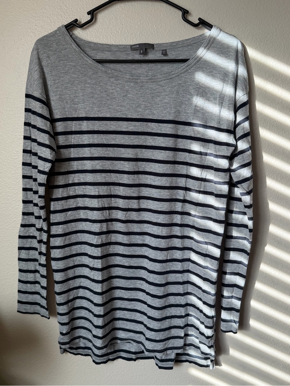 Vince Striped Tunic Tee Black & Gray Pima Cotton Women’s Small minimalist